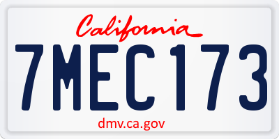 CA license plate 7MEC173