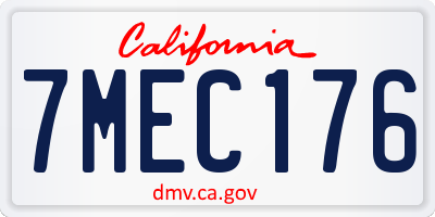 CA license plate 7MEC176