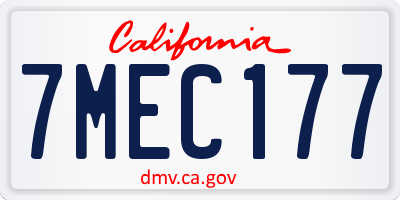 CA license plate 7MEC177
