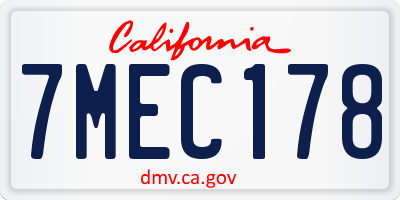 CA license plate 7MEC178