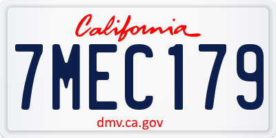 CA license plate 7MEC179