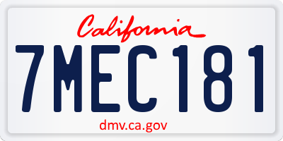 CA license plate 7MEC181