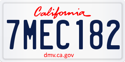 CA license plate 7MEC182