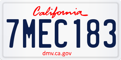 CA license plate 7MEC183