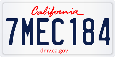 CA license plate 7MEC184