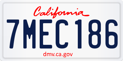 CA license plate 7MEC186