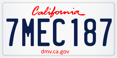 CA license plate 7MEC187