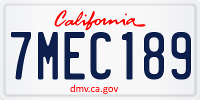 CA license plate 7MEC189