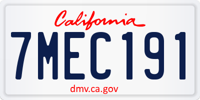 CA license plate 7MEC191