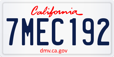 CA license plate 7MEC192