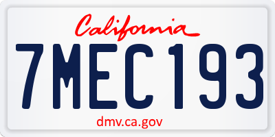 CA license plate 7MEC193