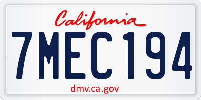 CA license plate 7MEC194