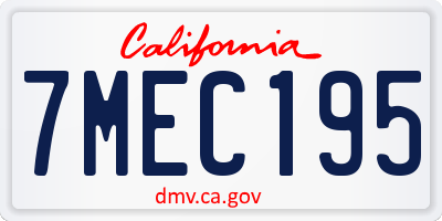 CA license plate 7MEC195