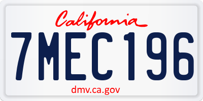 CA license plate 7MEC196