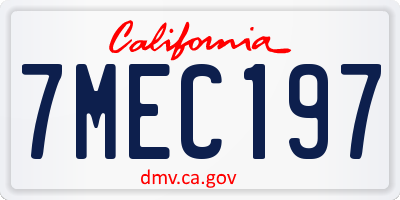 CA license plate 7MEC197
