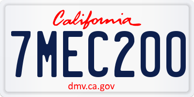 CA license plate 7MEC200