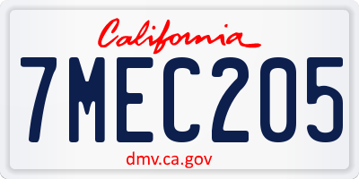 CA license plate 7MEC205