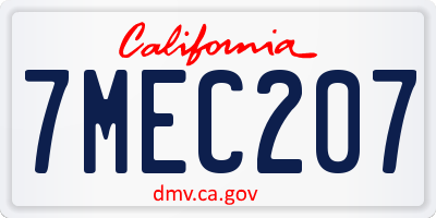 CA license plate 7MEC207