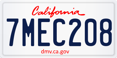 CA license plate 7MEC208