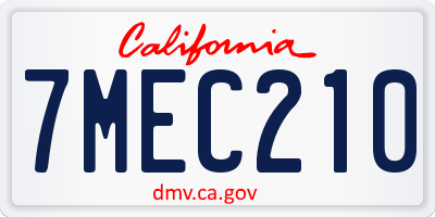 CA license plate 7MEC210