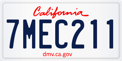 CA license plate 7MEC211