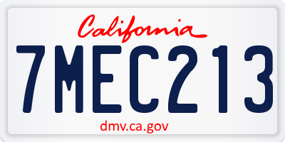 CA license plate 7MEC213