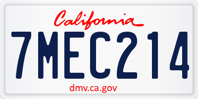 CA license plate 7MEC214