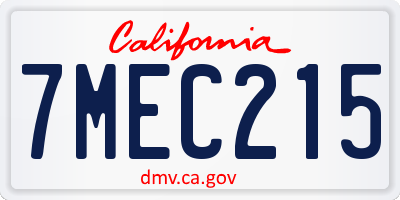 CA license plate 7MEC215