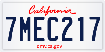 CA license plate 7MEC217