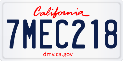 CA license plate 7MEC218