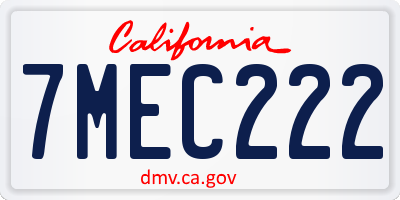 CA license plate 7MEC222