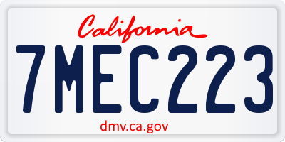 CA license plate 7MEC223