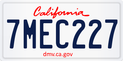 CA license plate 7MEC227