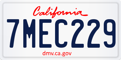 CA license plate 7MEC229