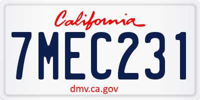 CA license plate 7MEC231
