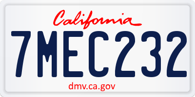 CA license plate 7MEC232