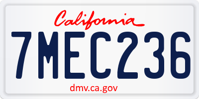 CA license plate 7MEC236