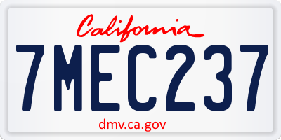 CA license plate 7MEC237