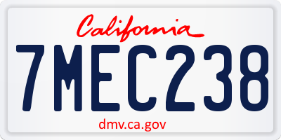 CA license plate 7MEC238