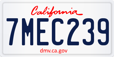 CA license plate 7MEC239