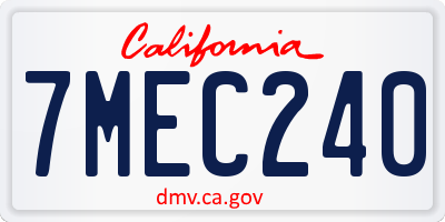 CA license plate 7MEC240