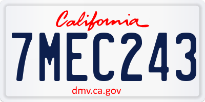 CA license plate 7MEC243