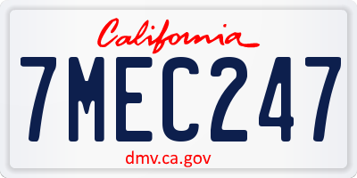 CA license plate 7MEC247