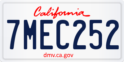 CA license plate 7MEC252