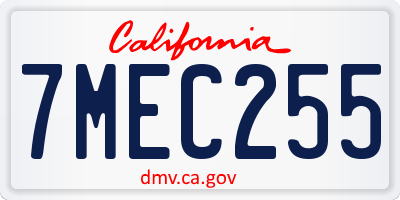 CA license plate 7MEC255