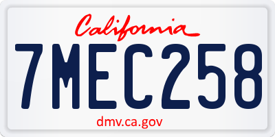 CA license plate 7MEC258