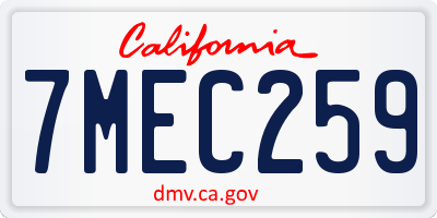 CA license plate 7MEC259