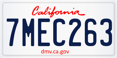 CA license plate 7MEC263