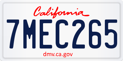 CA license plate 7MEC265