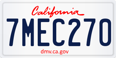 CA license plate 7MEC270